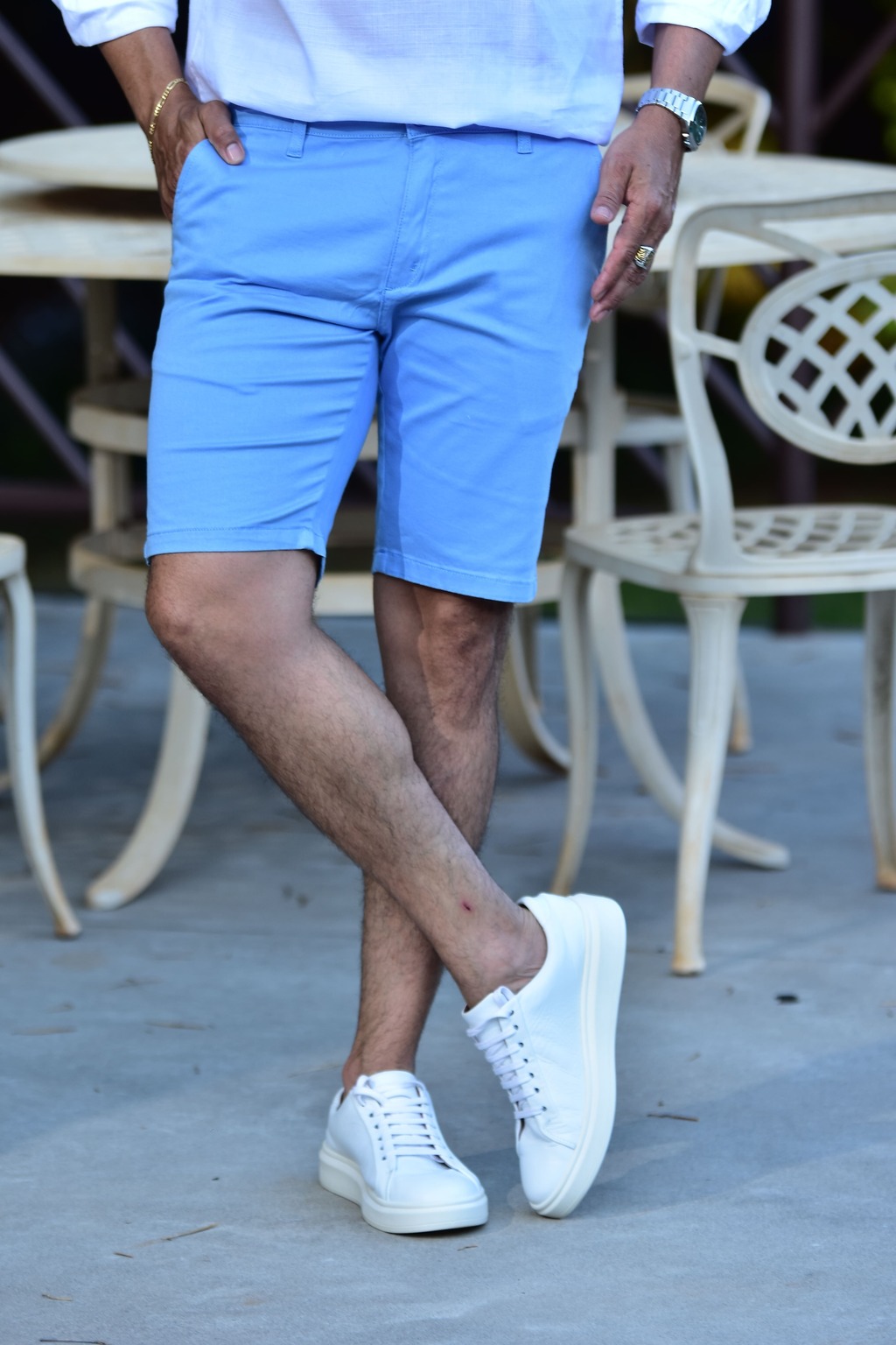 Bermuda Alfaiataria Azul Hortência Skinny - Zip Off na internet