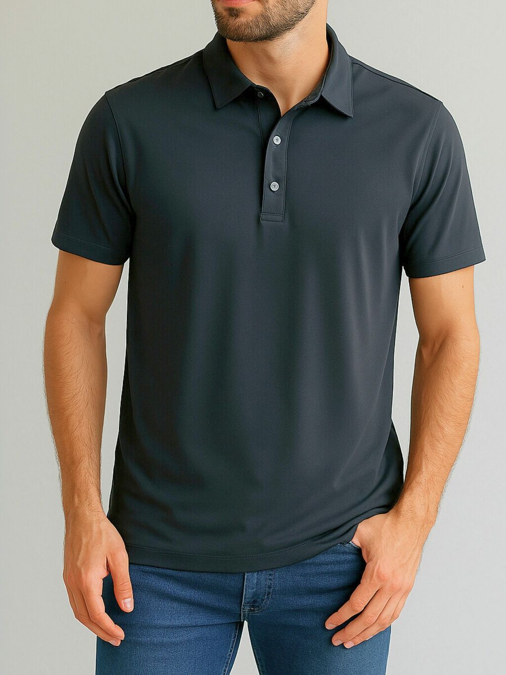 Camiseta Gola Polo Poliamida Slim Cinza Chumbo - Conquest - comprar online