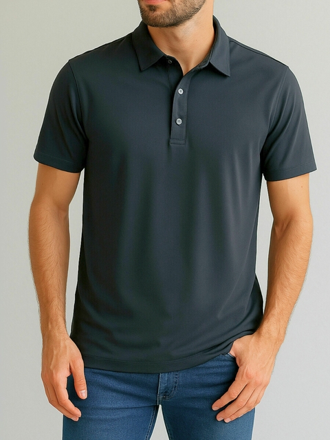 Camiseta Gola Polo Poliamida Slim Cinza Chumbo - Conquest - comprar online