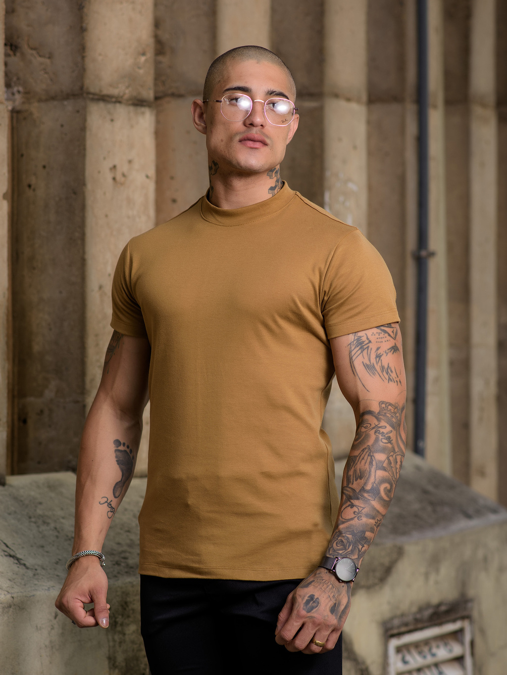Kit Camiseta Gola Media Preta e Mostarda - Conquest