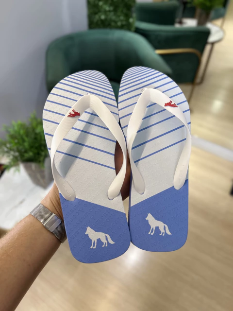 Chinelo Azul Listra Branca 9006 - Acostamento
