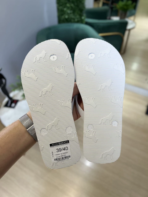 Chinelo Branco Vermelho Lettring 9020 - Acostamento - Kamarim Patos