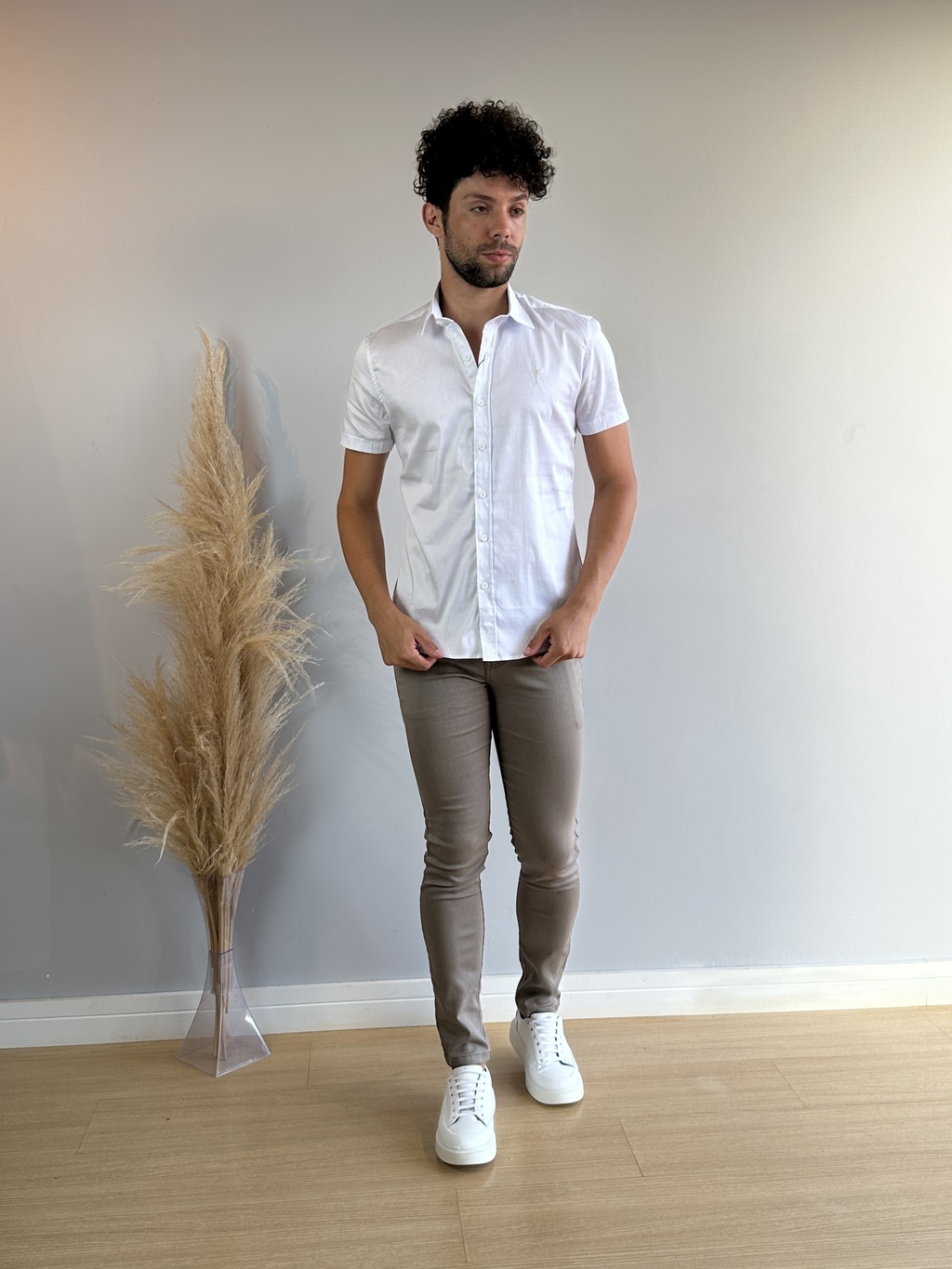 Camisa Slim Manga Curta Branca - Zip Off - loja online