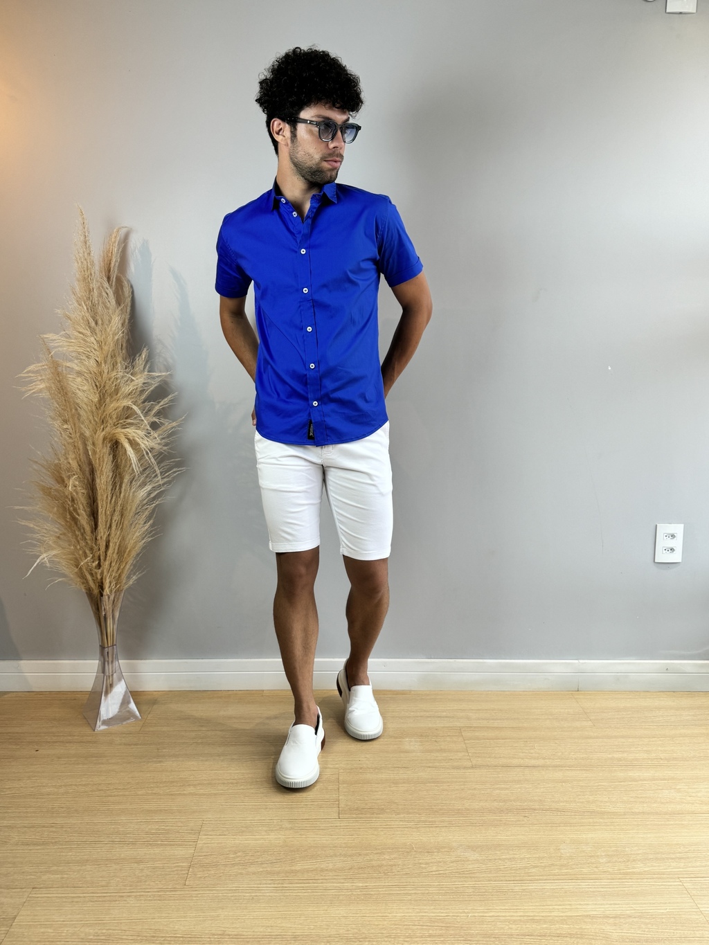 Camisa Slim Manga Curta Azul Bic - Conquest - comprar online
