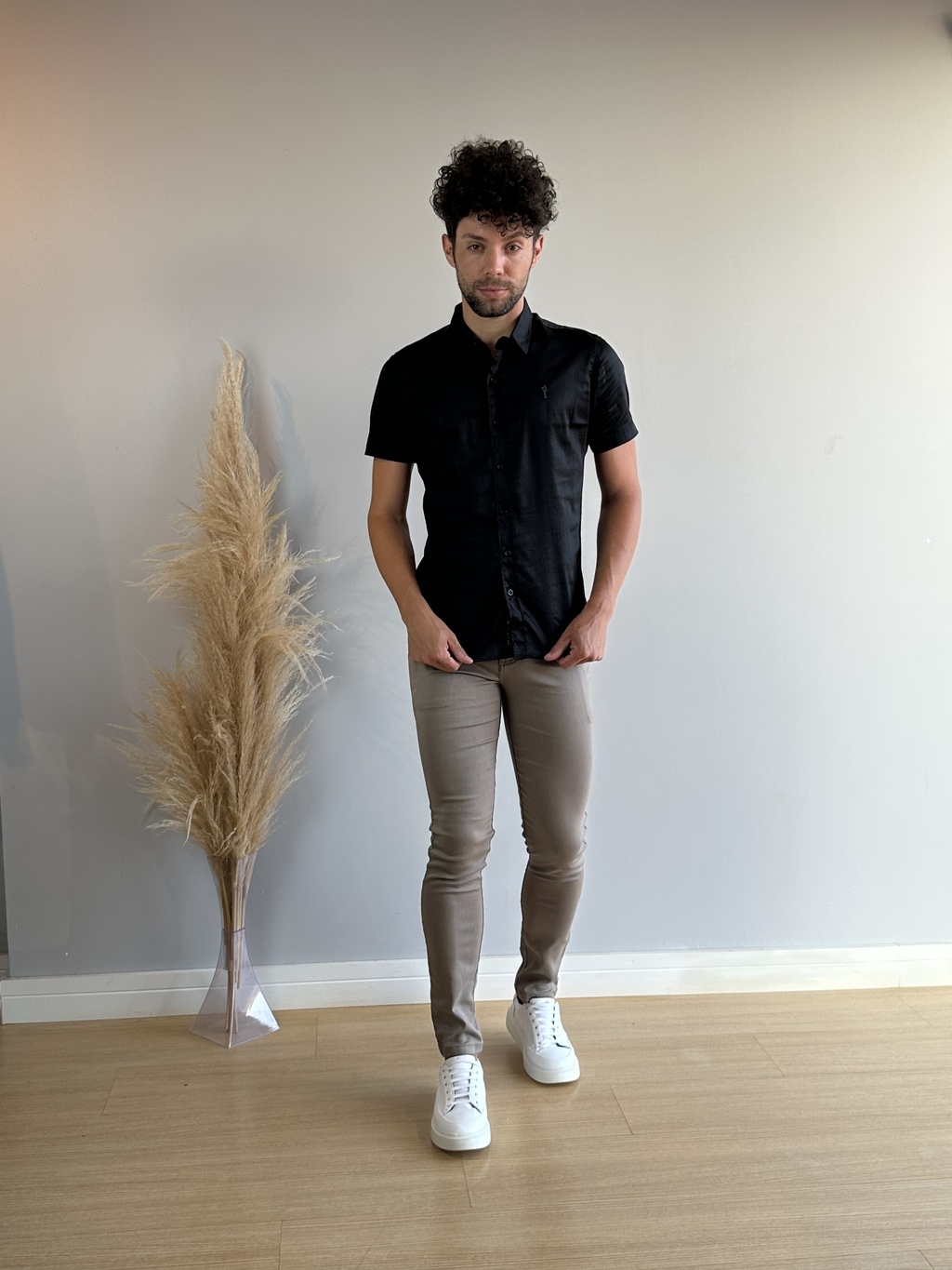 Camisa Slim Manga Curta Preta - Zip Off - comprar online