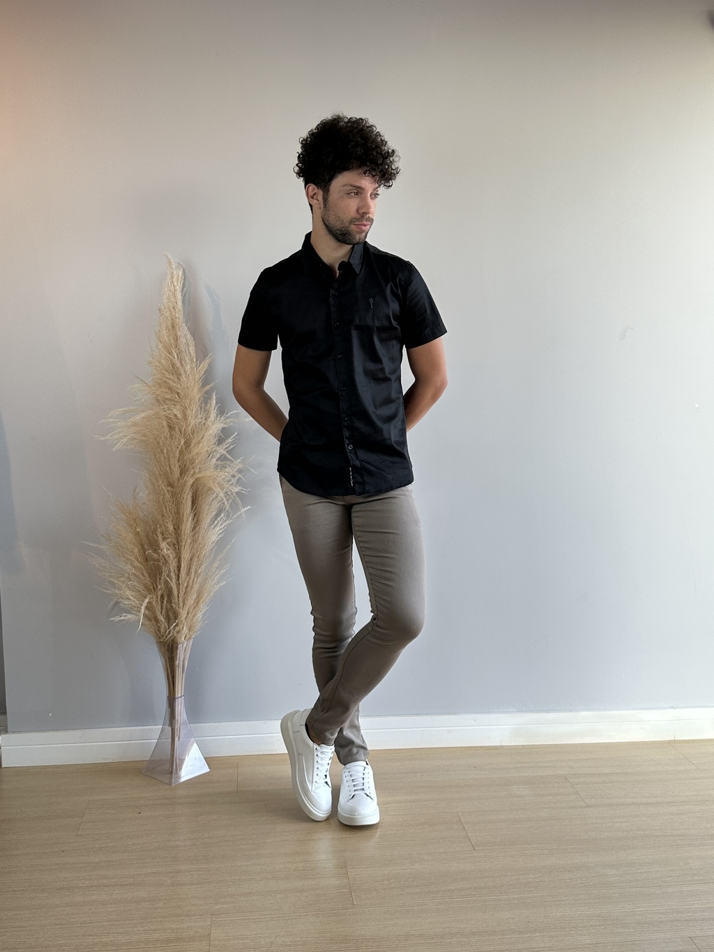 Imagem do Camisa Slim Manga Curta Preta - Zip Off
