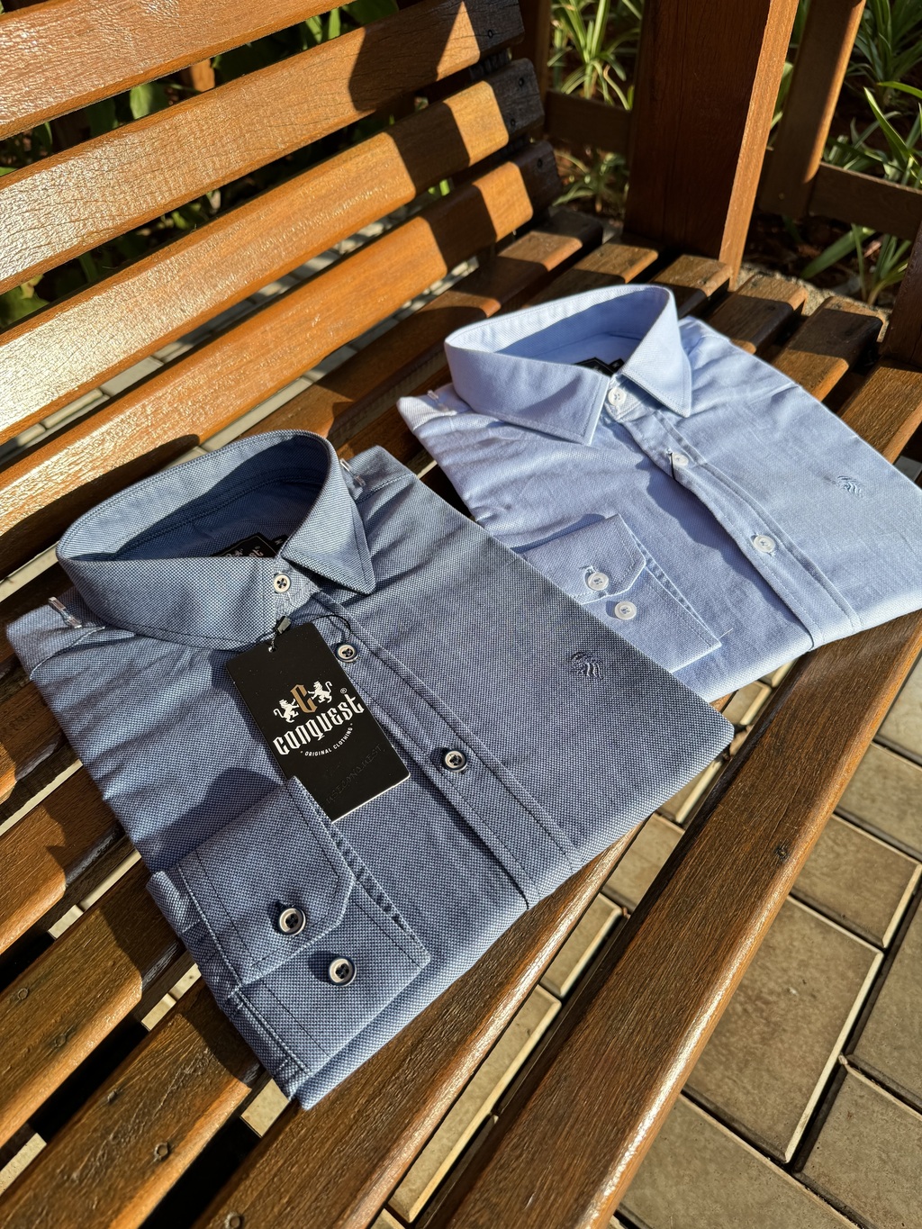 Camisa Social Maquinetada M. Longa Slim Azul Claro 2131 - Conquest na internet