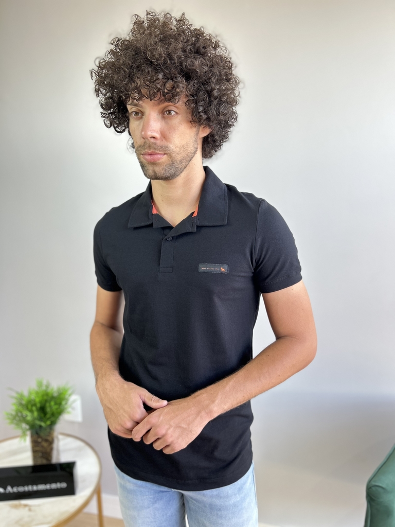 Camiseta Gola Polo Elastano Preta - Acostamento - Kamarim Patos