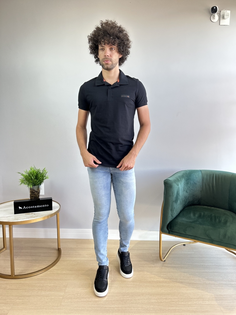 Camiseta Gola Polo Elastano Preta - Acostamento - comprar online