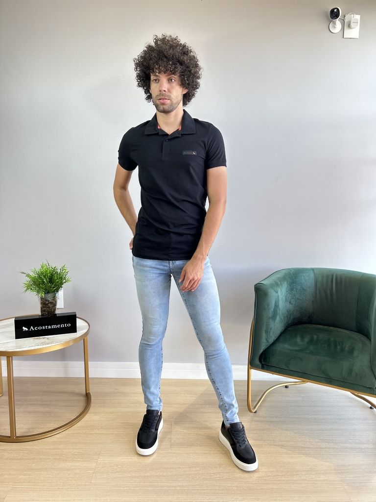 Camiseta Gola Polo Elastano Preta - Acostamento - loja online