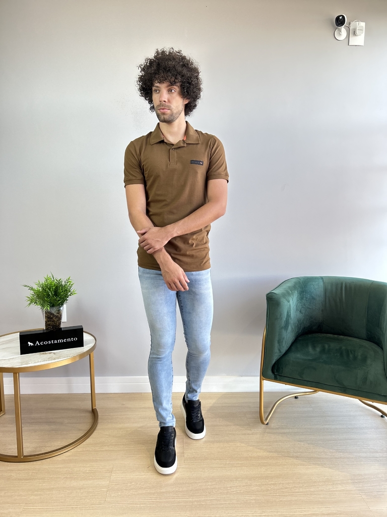 Imagem do Camiseta Gola Polo Elastano Marrom Terra - Acostamento
