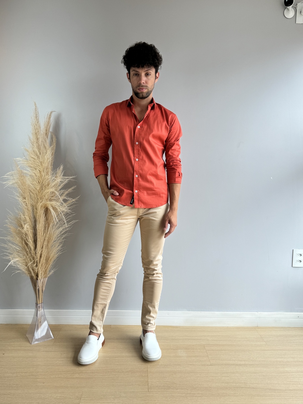 Calça Alfaiataria Bege Skinny - Zip Off na internet
