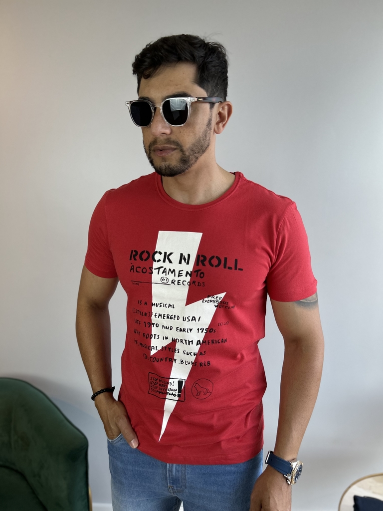 Camiseta Rock Records Vermelho Hibisco 2133 - Acostamento - Kamarim Patos