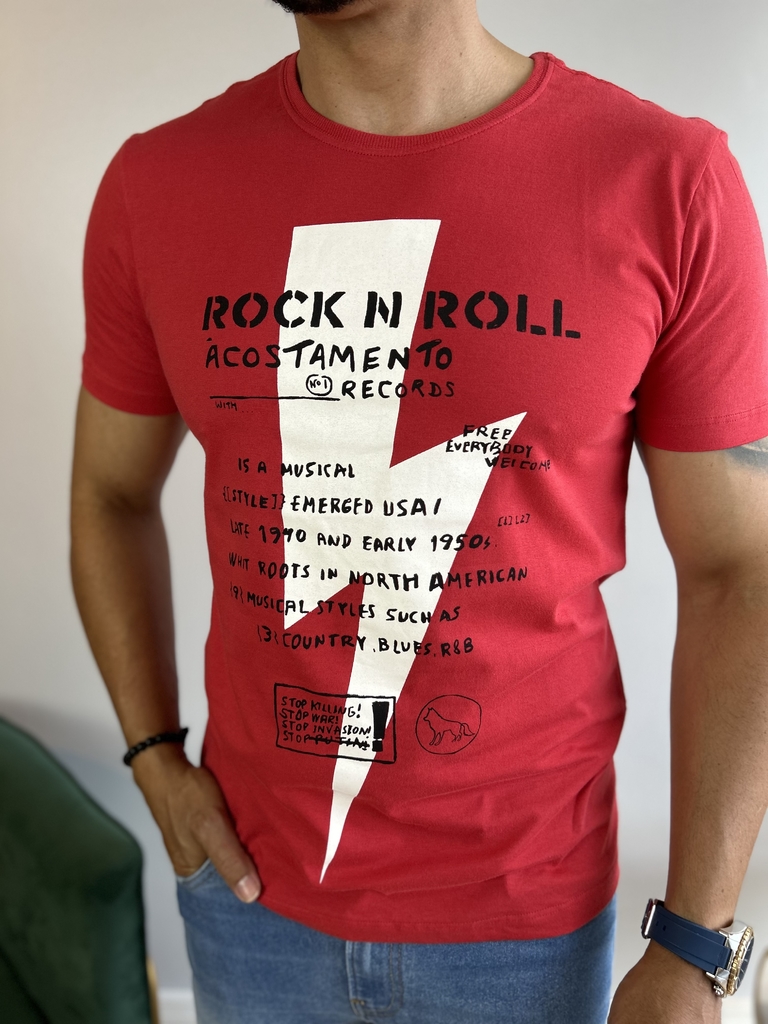 Camiseta Rock Records Vermelho Hibisco 2133 - Acostamento