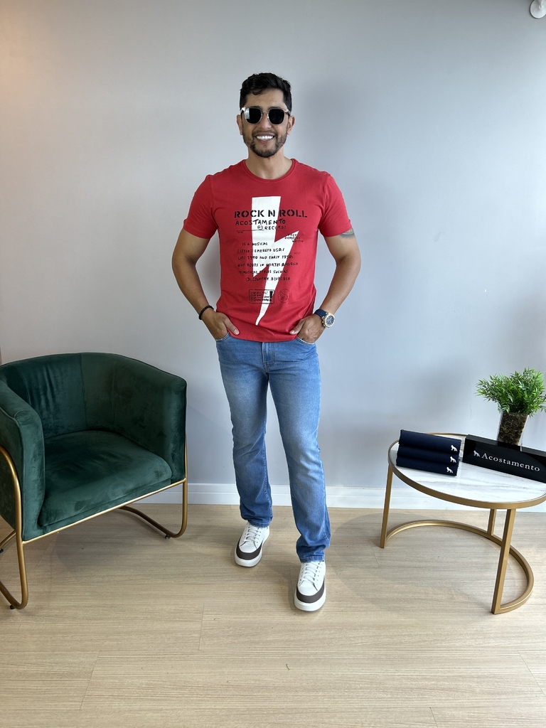 Camiseta Rock Records Vermelho Hibisco 2133 - Acostamento - comprar online