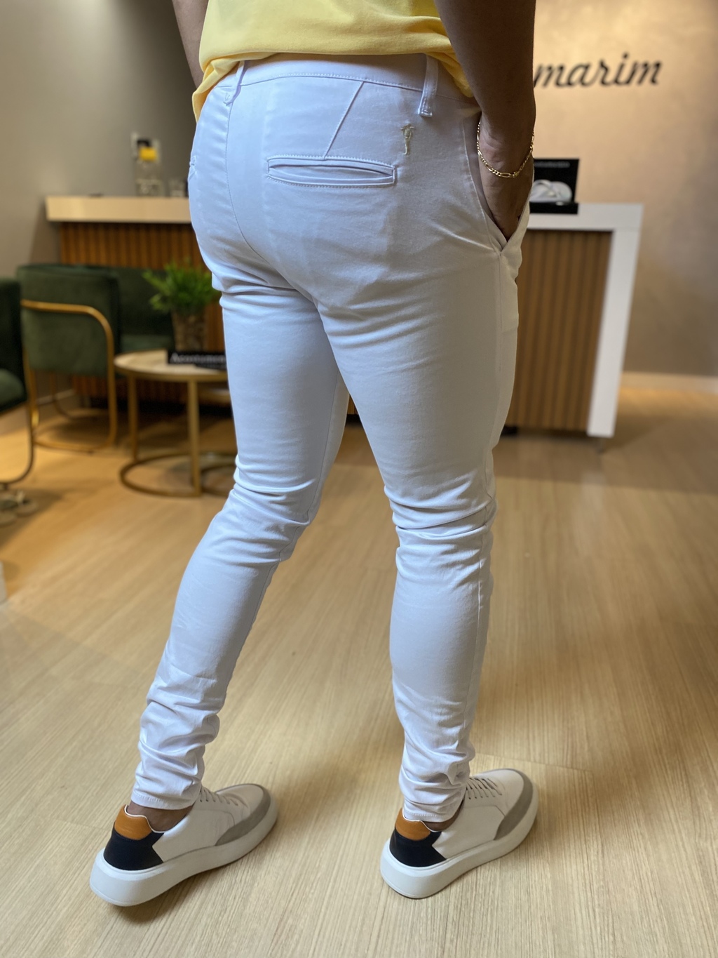 Calça Alfaiataria Branca Skinny - Zip Off
