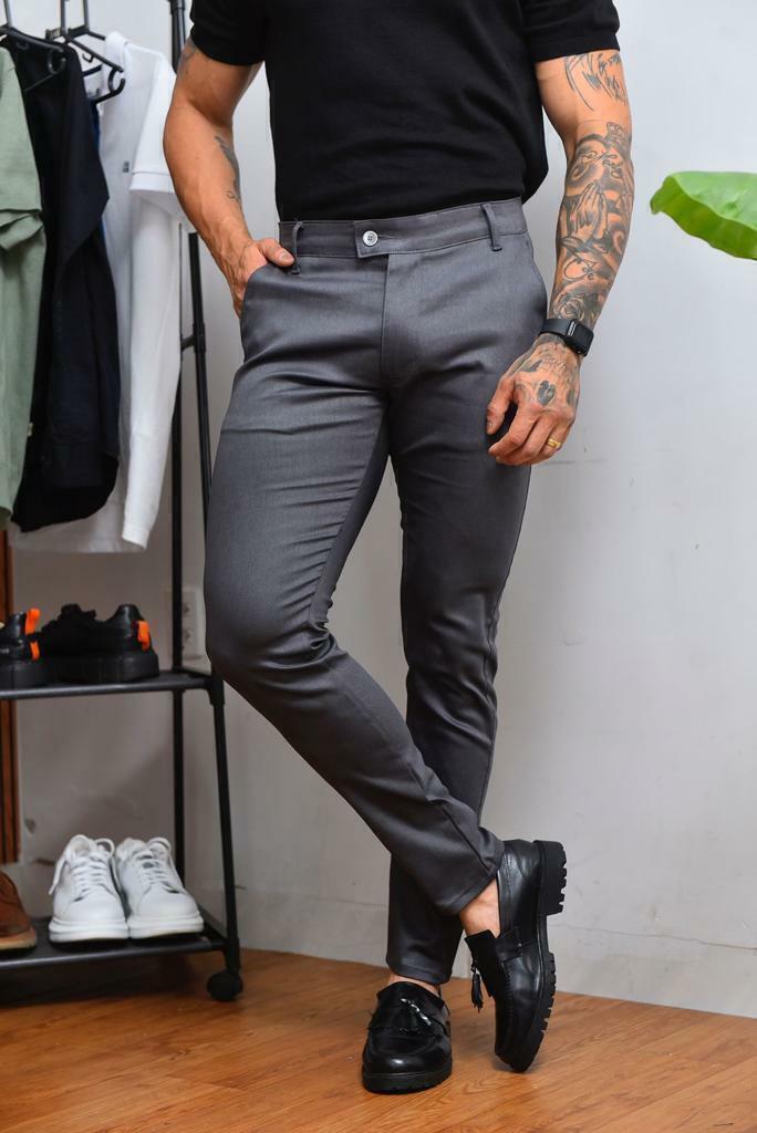Kit 2 Calça Alfaiataria Skinny Azul Nave e Cinza Chumbo - Conquest