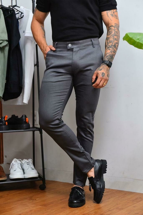 Kit 2 Calça Alfaiataria Skinny Azul Nave e Cinza Chumbo - Conquest