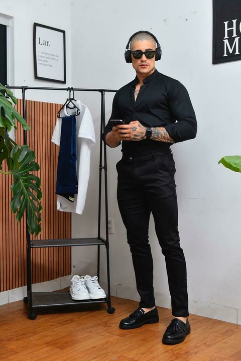 Calça Alfaiataria Skinny Amsterdã Acetinada Preta - Conquest - Kamarim Patos