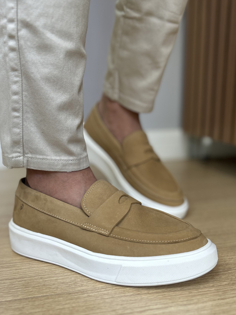 Sapato Mocassim Loafer Dallas Bege 16443 - Conquest