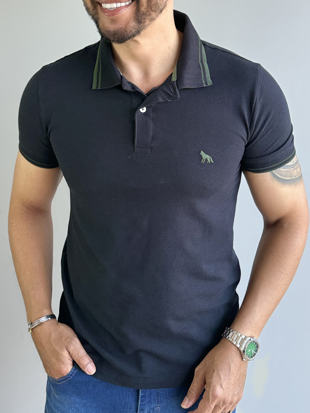 Camiseta Gola Polo Elastano Preta 4023 - Acostamento