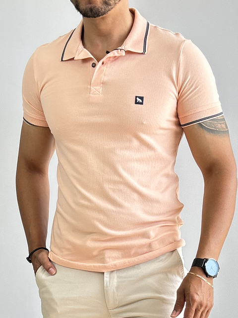Camiseta Gola Polo Rosa Logo Emborrachada - Acostamento