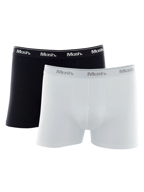 Kit 2 Cuecas Boxer Cotton Preta / Branca 110.04 - Mash