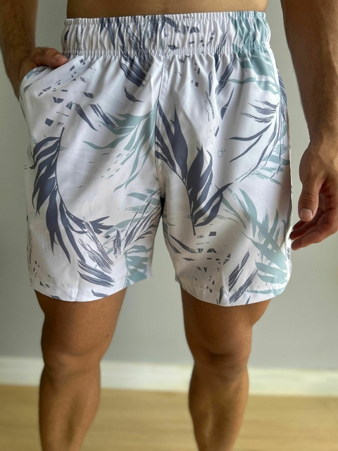 Short Boxer Branco Folhagem Azul 30630 - Ogochi - loja online
