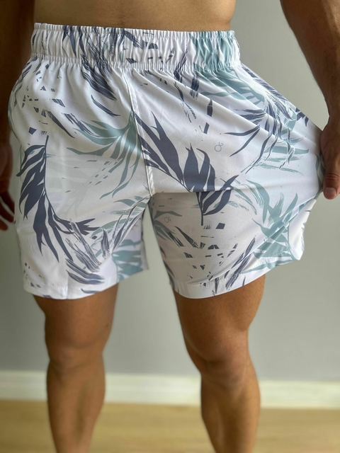 Short Boxer Branco Folhagem Azul 30630 - Ogochi na internet