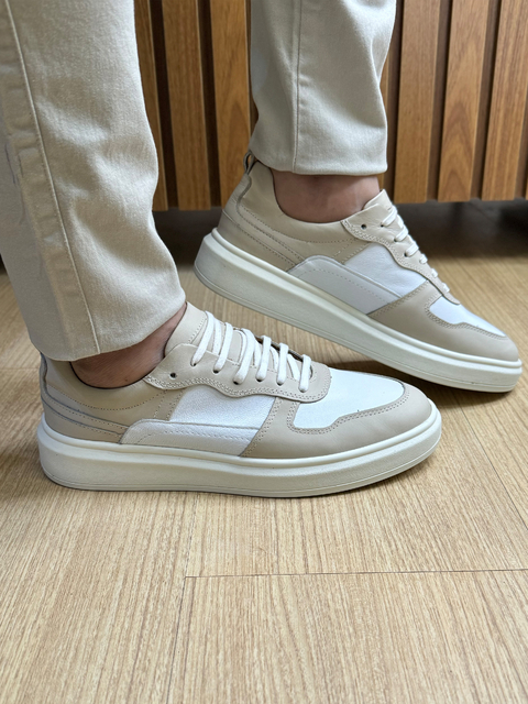 Tenis Sneaker Boston Branco / Bege 16809 - Conquest