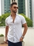 Camisa Manga Curta Linho Flamê Slim Branca - Oxg - Kamarim Patos