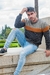 Suéter Tricot Slim Bege Listras Mostarda - NVK - comprar online