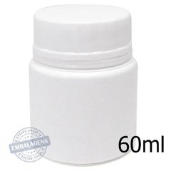 100 Pote Plástico 60ml Para Cápsulas Tampa 38mm Branco Ref RL -60