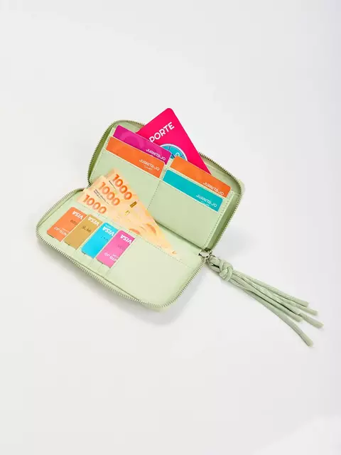 billetera grande con tiracierre de cordones JUANITA JO
