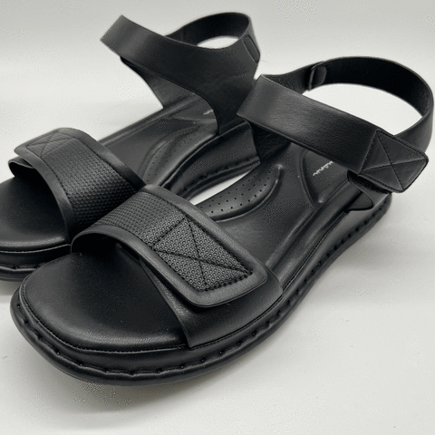 DEVIN LAS WEIMANN sandalia de comfort con dos abrojos y base al tono de 4cm negra JL50212-10