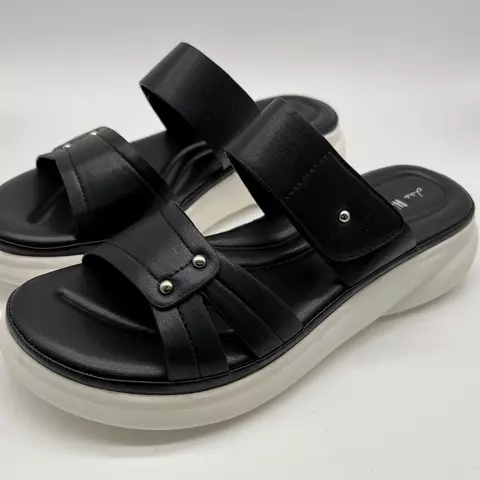 CARLA LAS WEIMANN sandalia comfort super liviana plantillas inteligentes con 1 abrojo negras base blanca JL9012-7