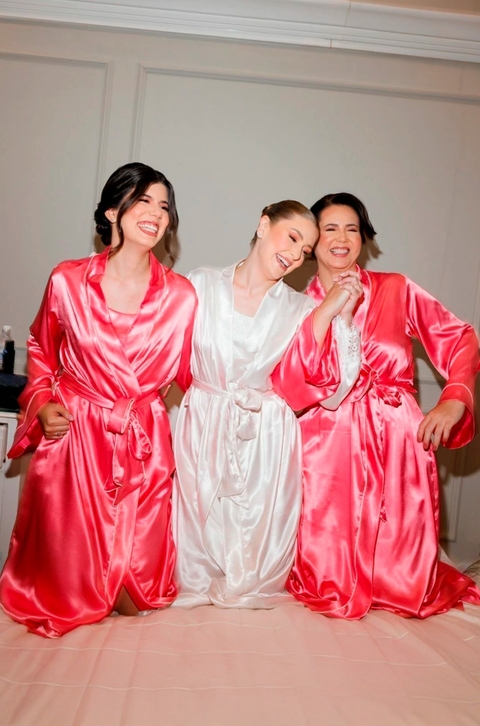 Robe Madrinhas longo rosa com vies off - comprar online