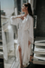 Robe noiva cetim longo Renda barra e manga branco