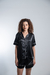 Pijama Shorts e camisa manga curta cetim preto com vies off - comprar online