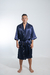 Robe masculino curto cetim azul marinho com vies off - comprar online