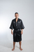 Robe masculino curto cetim preto com vies preto - comprar online