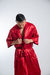Robe masculino curto cetim vermelho com vies vermelho