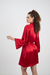 Robe cetim curto clássico vermelho com vies vermelho
