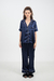 Pijama calca e camisa manga curta cetim azul marinho vies off - comprar online