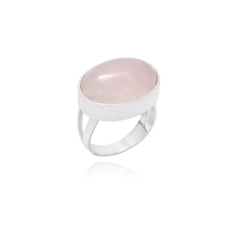 Anel Cabochão Pequeno Quartzo Rosa