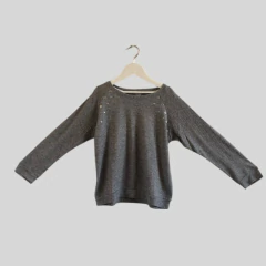 Remera de hilo de algodón manga larga gris Fulanitas - 14A - comprar online