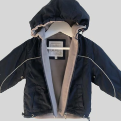Campera de nylon azul, interior de polar gris y capucha Baby Cottons - 12M - Comunidad Vestireta