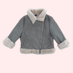 Campera de gamuza con interior de piel y cierre al costado gris Original Marines - 2-3A