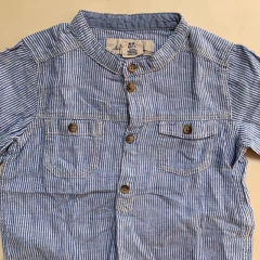 Camisa manga larga rayada celeste H&M - 12-18M en internet