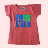 Remera manga corta de algodón "L X V E" naranja THS - 7A